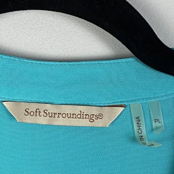 Soft Surroundings Top Popover PL Lagenlook Asymmetrical Hem Tabbed Sleeve - Picture 4 of 9